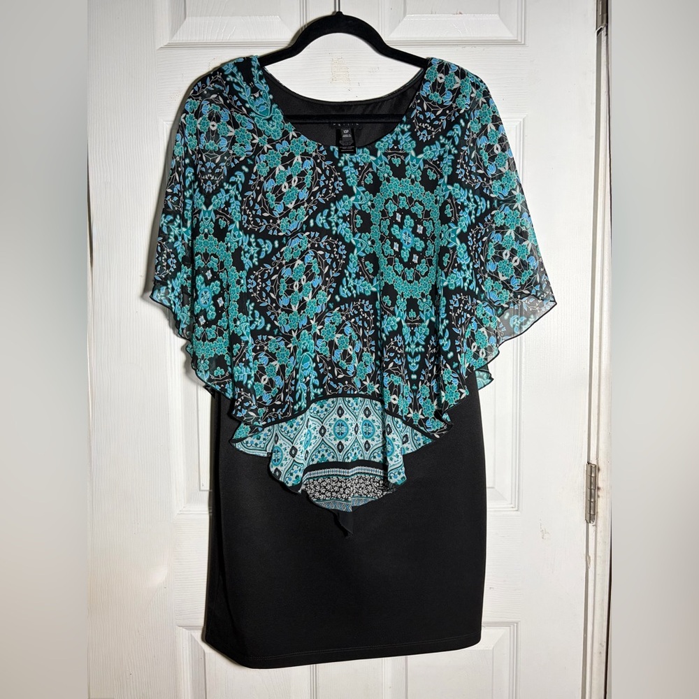 Enfocus Studio Black and Blue‎ Geometric Midi Dress